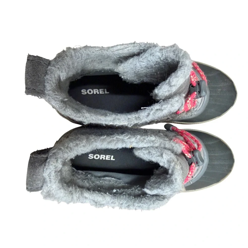 Sorel‎ Waterproof Out N About Felt Duck Boots Pink Laces Women's Size 6